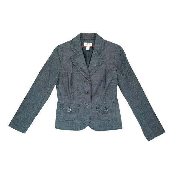 Ann Taylor Loft Charcoal Gray Three Button Blazer Suit Jacket Size 2P Petites - Picture 1 of 4